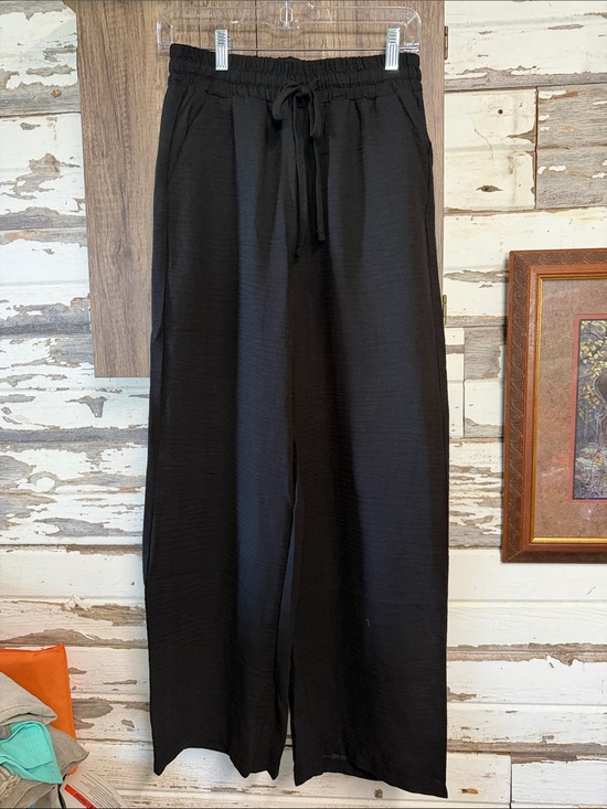 Zenana Outfitters Pants - Zenana Outfitters Black Drawstring Wide-Leg Joggers
